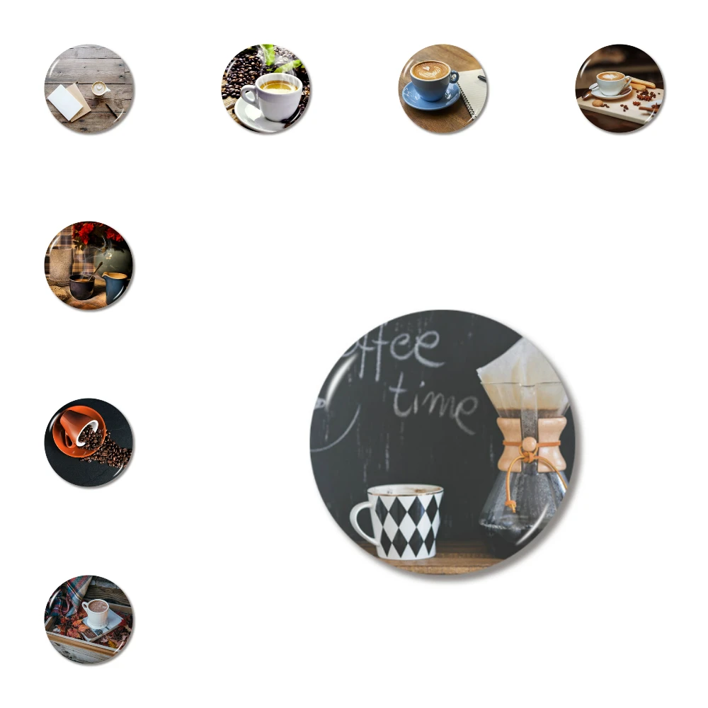 Lychee 3D Glass Coffee Magnet Round Shape Refrigerator Magnets Travel Souvenirs Home Kitchen Decoration