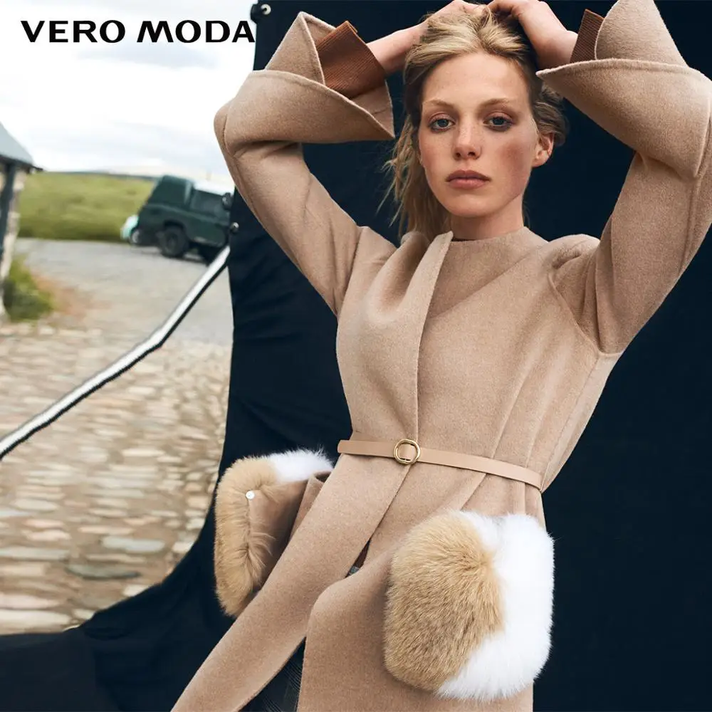 Vero Moda зимнее женское Пальто из лисьего меха карманом пальто женское| 318327553