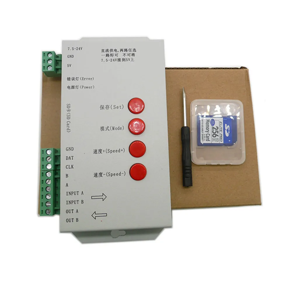 Светодиодный RGB контроллер T1000S sd карта пикселей для WS2801 WS2811 WS2812B LPD6803 светодиодный 2048 DC5 ~ 24V|led rgb controller|rgb