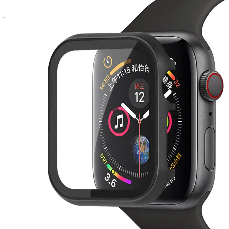 Стекло+ рамка чехол для Apple Watch 5 4 3 44 мм 42 мм iwatch ремешок 40 мм 38 мм металлический бампер универсальная защитная рамка для экрана