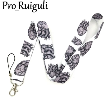 

30pcs Anatomical Heart Stripe Neck Strap Lanyards ID badge card holder keychain Mobile Phone Strap Gifts decorations