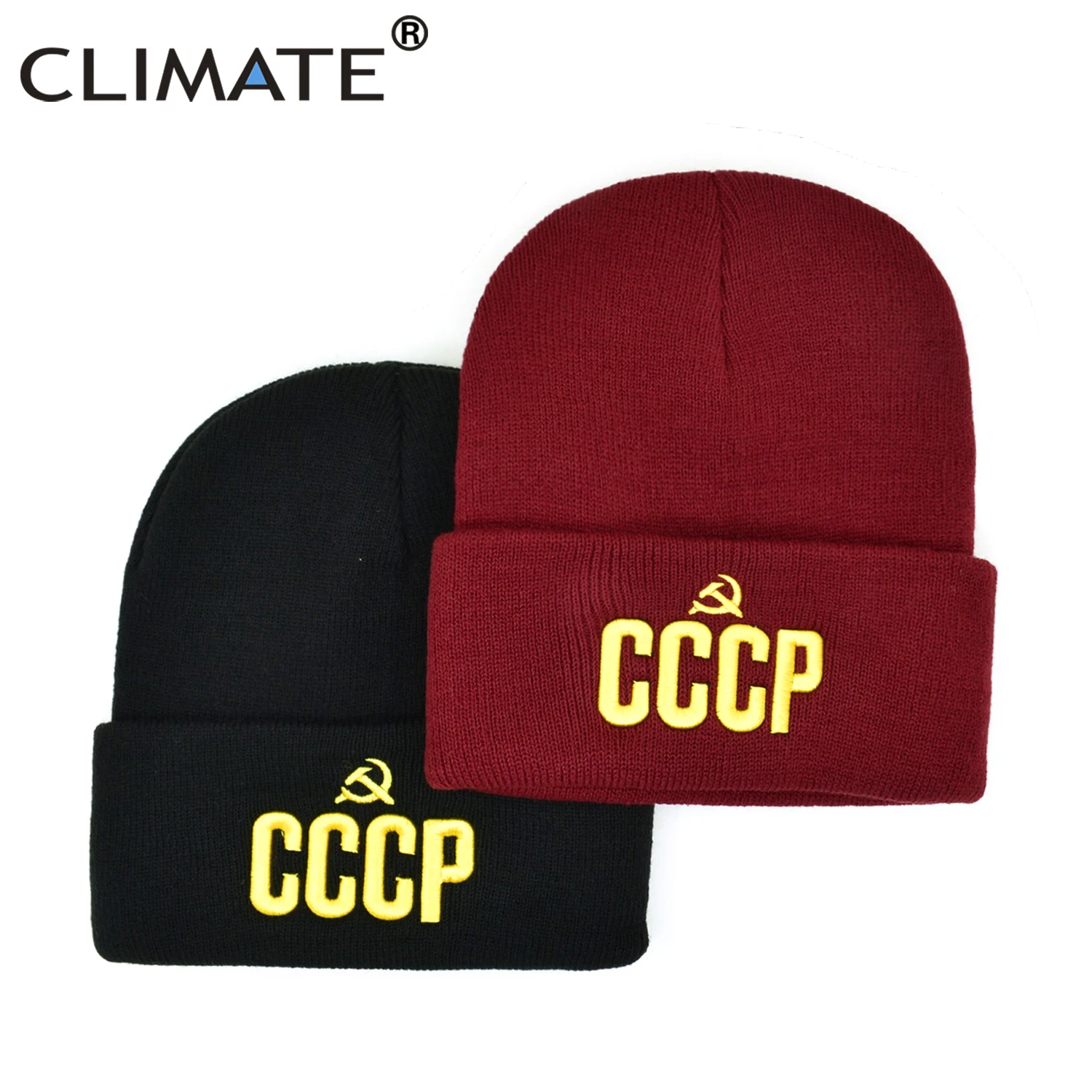 Men Women Winter Hat Knit Beanie CLIMATE CCCP Russia Soviet Union Communist Party knitted hat,knitted cap,knitted beanie,cotton beanie,skullies beanies,fashion beanies,winter hat,embroidered beanies