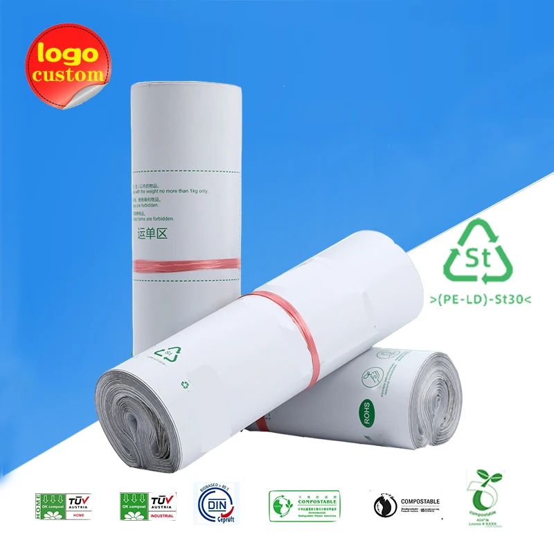 

Eco Compostable Poly Mailer Bag Bio Degradable Packing Express Self-adhesive Delivery Postal Wrap Plastic Shipping Envelope Logo