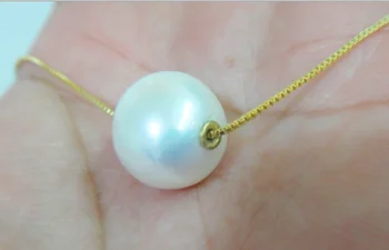 

huge 18"12mm south sea genuine round white pearl necklace pendant