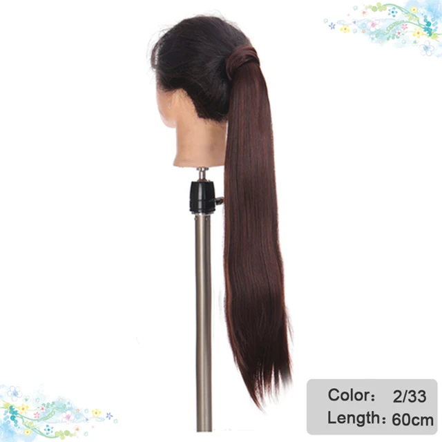 DIANQI Synthetic Corn Wavy Long Curly Ponytail Hairpiece Wrap on Clip Hair Extensions Black Pony Hair 2i33