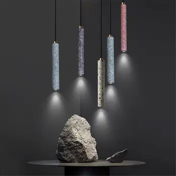 

nordic Long cement pipe pendant lights for dining room bedroom coffee store creative design luminaire loft decor hanging lamp