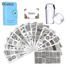 Buitee 15pcs 네일 플레이트 디자인 스탬핑 플레이트 꽃 기하학 자연 시리즈 네일 템플릿 스탬프 이미지 매니큐어 스탬프 플레이트(China)
