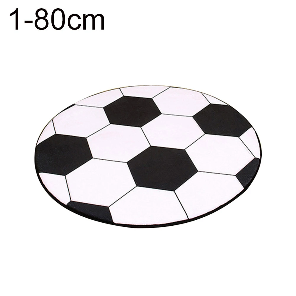 Round Football Basketball Pattern Pad Computer Chair Mat Carpet Rug Home Decor hot - Color: 1 80cm