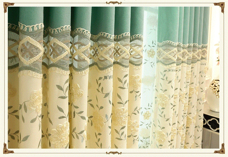 American Pastoral Modern Simple Embroidery Curtains for Living Dining Room Bedroom