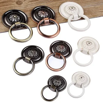 

Retro Antique Cabinet Knobs Flower Carved Drawer Handle and Knob Drop Ring Pull and Pens for Door Cupboard Kitchen Bathroom