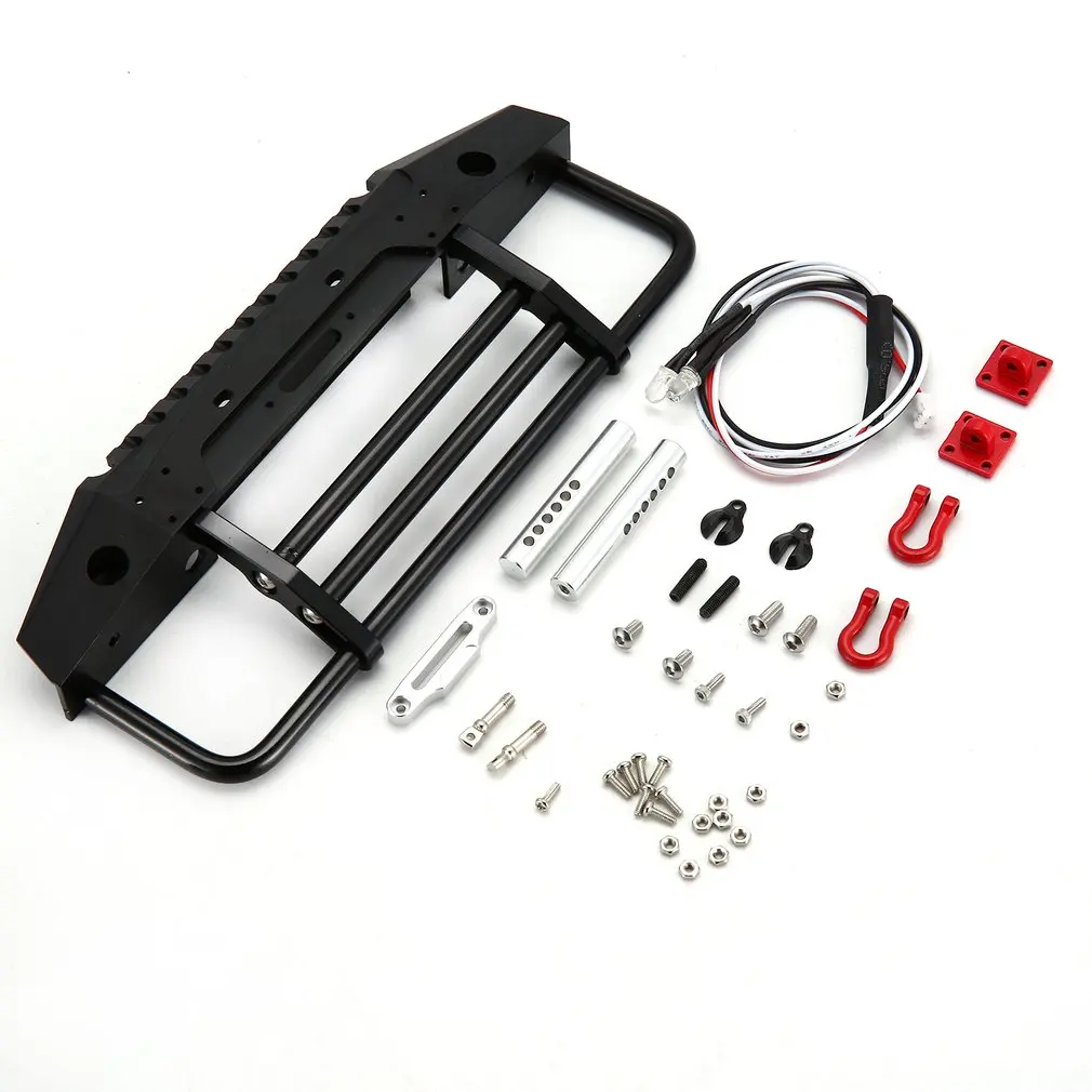 

1/10 Vehicle Mould Fittings Stainless Steel Anti-collision Front Bumpers With LED Light For D90Axial 90046 Trsxxas TRX-4