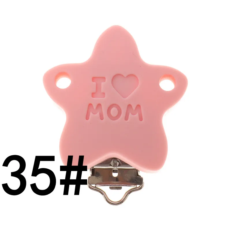 ATOB10PCS соска клип I LOVE MOM»(«Я люблю маму») силиконовый Прорезыватель для зубов DIY Уход за пустышки для младенцев, клипы на цепи без добавления бисфенола А Держатель для пустышки детские подарки