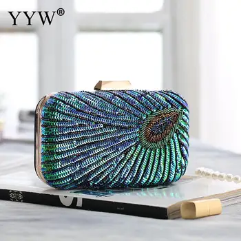 

Glitter Shinny Clutch Bag Luxury Peacock Pattern Evening Bags Designer Ladies Banquet Clutches Elegant Shoulder Bags Party Pouch