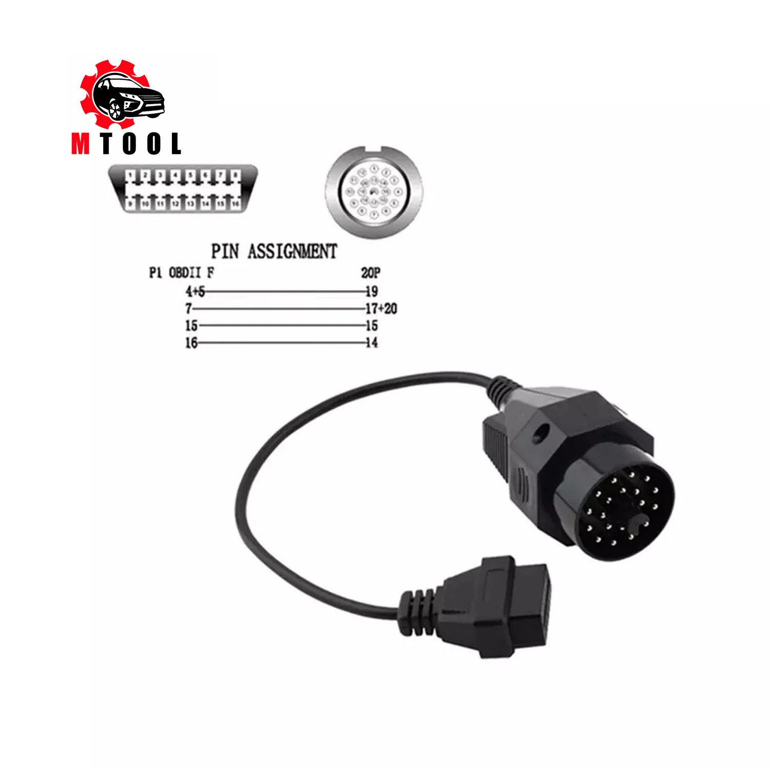 

1 шт. OBD2 Диагностический кабель для BMW 20Pin OBD2 коннектор для OBD1 Для BMW коннектор 20PIN до 16PIN OBD OBD2 коннектор адаптер