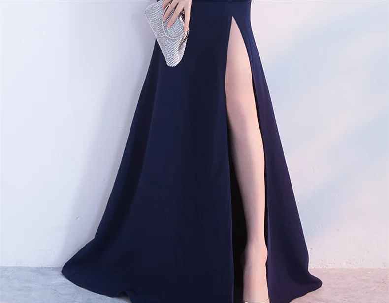 Beauty-Emily One Shoulder Strapless Satin Evening Dresses Long Mermaid Formal Party Dress Split Sexy Prom Gowns 2020 Vestidos green evening dress