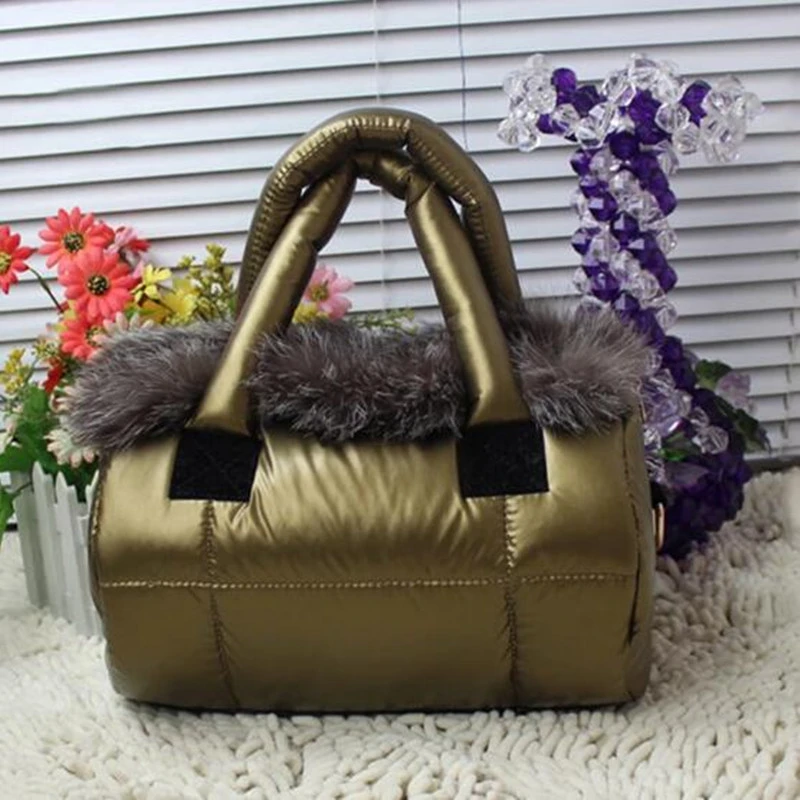 Fashion Handbag Shoulder Bag Women Tote Fox Fur Space Feather Padding Purse  Luxury Brand Designer Pure Color sac a main bolsa|Shoulder Bags| -  AliExpress