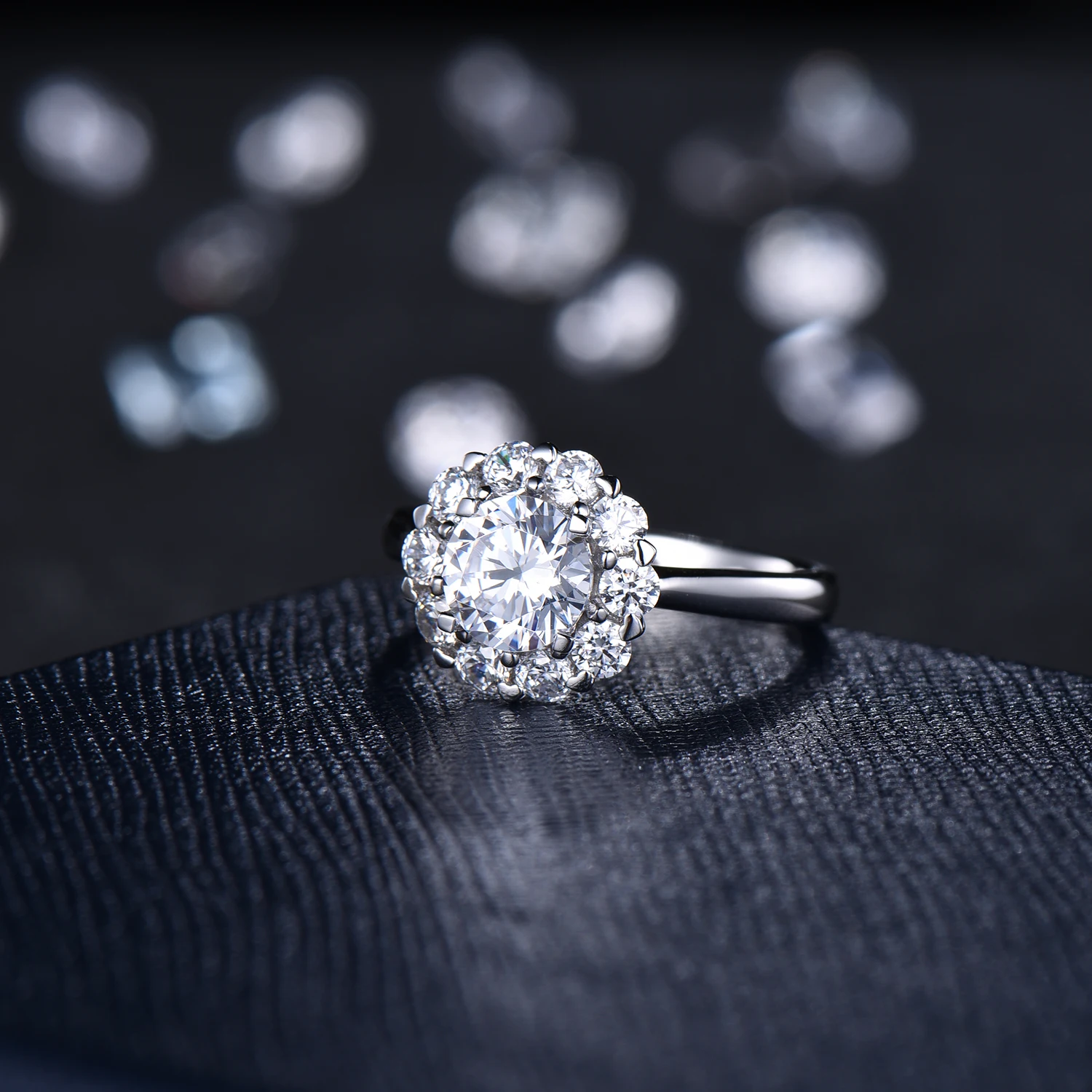 LASAMERO, цветочный ореол, акценты, 1.00CT, блестящая круглая огранка, 6,5 мм, муассаниты, обручальное кольцо на заказ, 14K золото, подарки на день Святого Валентина, кольцо
