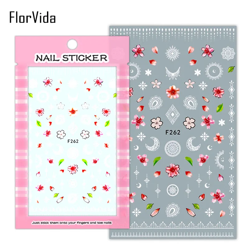 F262 FlorVida, милый медведь, наклейки для ногтей, розовая клубника, маленький торт, специальный китайский свадебный дизайн, наклейки s для украшения ногтей - Цвет: F262