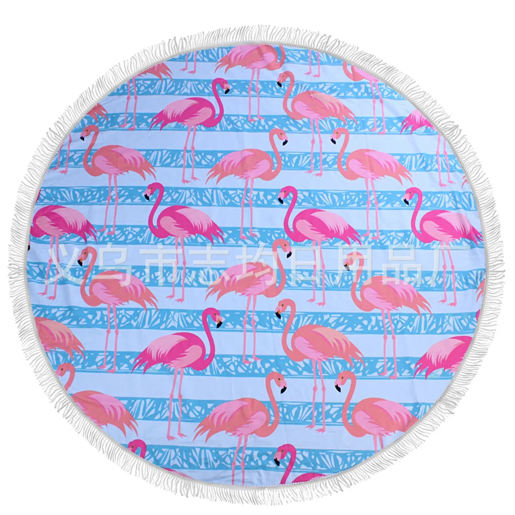 

2017 New Style Flamingo Activity Printed round Beach Towel Europe And America Yoga Mat Sun Blocking Shawl Beach Bath Towel