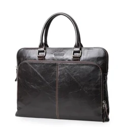 First Layer Cowhide Men Luxury Messenger Bags High-end 14 Inch Laptop Bag Genuine Leather Usiness Briefcase Fashion Handbags