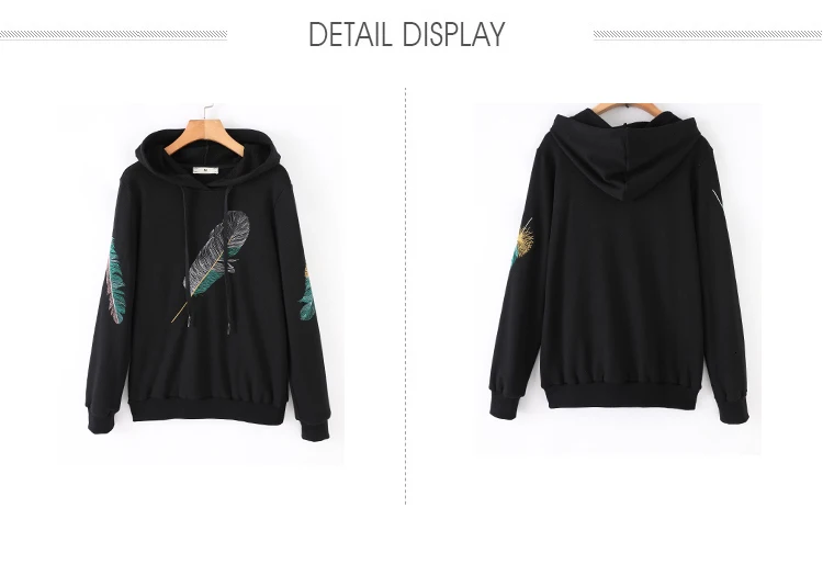 Осенне-весенние Хлопковые женские толстовки размера плюс 5xl 4xl-L черные повседневные пуловеры с капюшоном с длинным рукавом с перьями Топ Sudadera Top