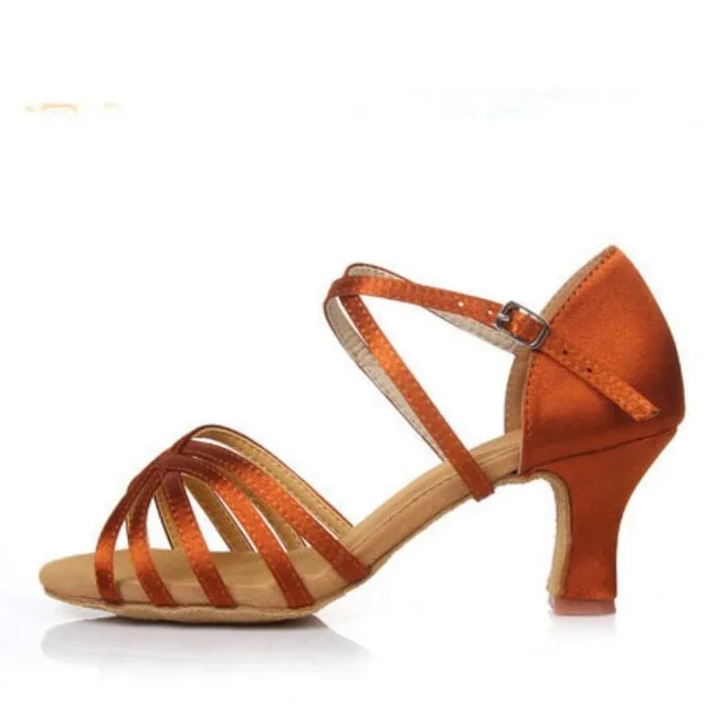 Женская танцевальная обувь; женская обувь для латинских танцев; женская обувь для джазовых бальных танцев; обувь для сальсы; 7 цветов; около 7 см; A261 - Цвет: brown   7cm