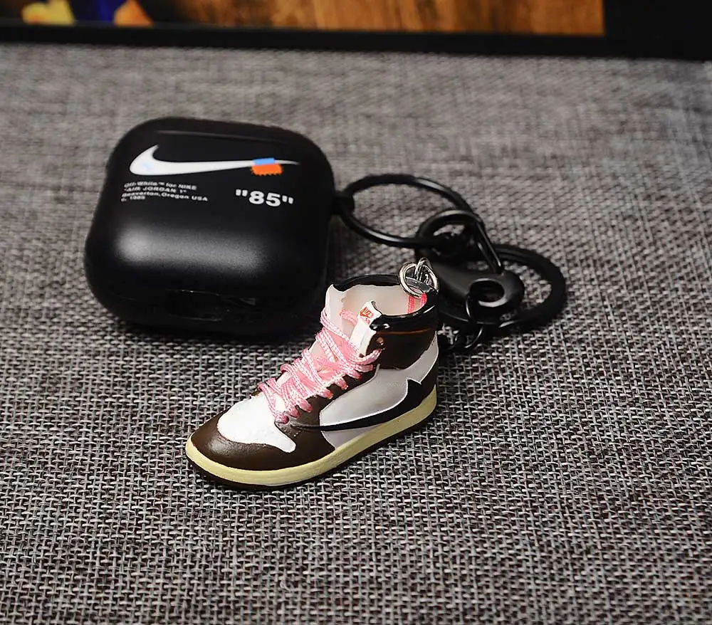 a shoe w case Прямая поставка от белого Chicago pod 2 Чехол брелок в виде кроссовка 3D мини-кроссовки Спортивное черное кольцо посылка обувной брелок в виде кроссовка s - Цвет: a shoe w case