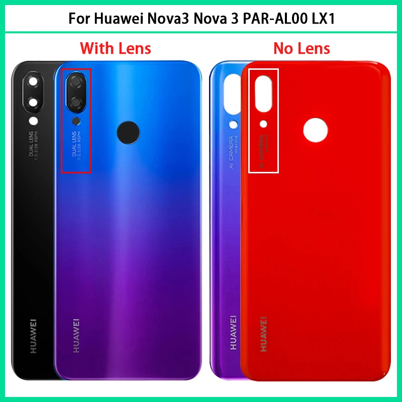 Новый 6 3 "для Huawei Nova задняя крышка батареи дверь 3D стеклянная панель для Nova3