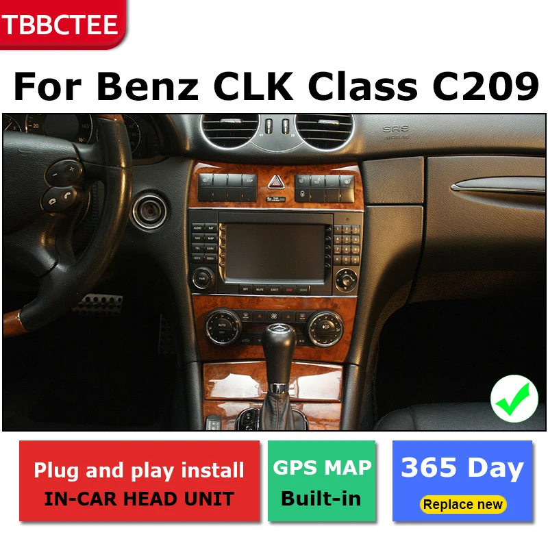 Discount 2Din For Mercedes Benz CLK Class C209 A209 2000-2010 Car Android Radio Multimedia Player GPS Navigation IPS Screen HiFi WiFi BT 2