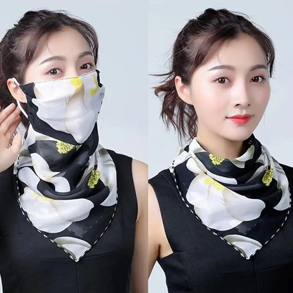 UV Protective Cover for Face Neck Anti-dust Cover Bandana for Outdoor Activities Womens Adjustable Sun Protection Face Scarf Breathable Print Neck Gaiter 50