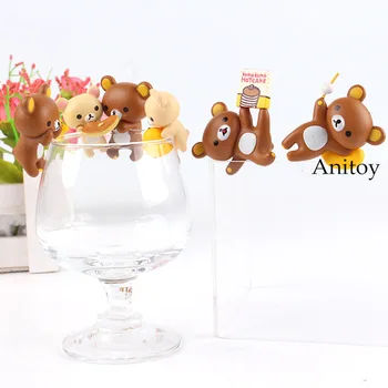 

Rilakkuma Bear Figure Rilakkuma & Kiiroitori Cute Mini Cup Decoration PVC PUTITTO Series Figure Toy Doll Gifts 5pcs/set 3-4.5cm