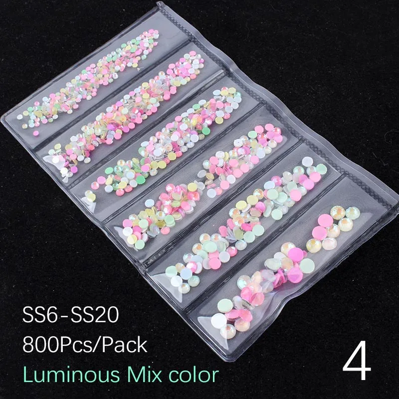 Новинка, 6 цветов, стразы для дизайна ногтей, флуоресцентные стеклянные камни для 3D хрустальных ногтей, украшения своими руками