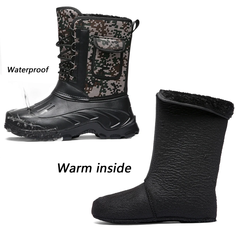 Men's Winter Boots Warm Waterproof Sneakers Outdoor Activities Fishing Snow Work Boots Male Footwear Men Shoes Fishing