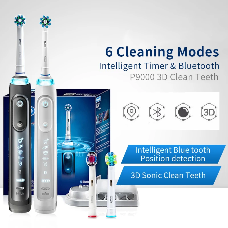 Электрическая зубная щетка Oral B 9000 Sonic Clean 3D White tooth с Bluetooth и датчиком давления 6