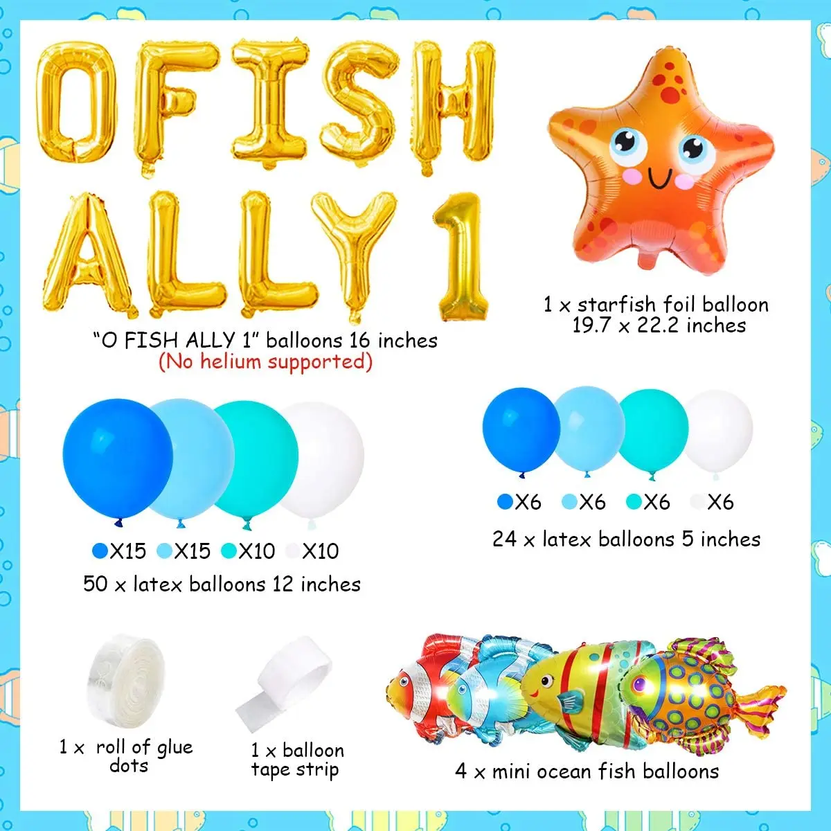 Fishing 1st Birthday Party Supplies Balloon Garland Kit O Fish