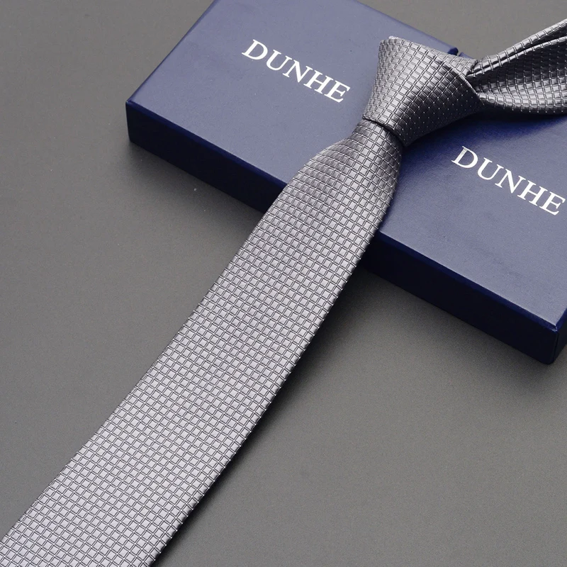 Высокое качество модные новые шелковые свадебные галстуки для мужчин галстук тонкий 6 см галстук дизайнерский бренд серый серебристый галстук на шею с подарочной коробкой - Цвет: hf15