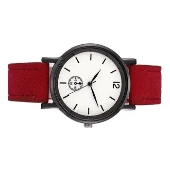 

SC033 Women Casual Suede Leather Round Dial Quartz Watch PU Leather Strap Leisure Watch Wrist Watch Solid Color