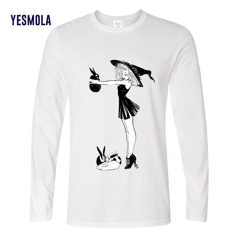

YESMOLA Halloween Long Sleeve Shirt Men Women Custom Tshirt 2021 Autumn Long Sleeve 100% Cotton T-shirts