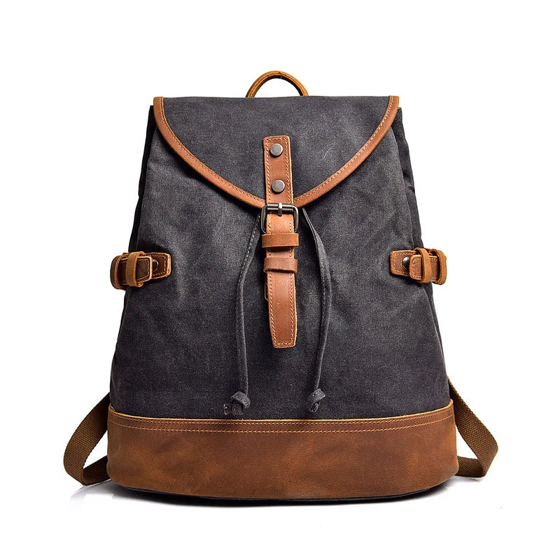 Men's backpack rucksack retro crazy horse leather men's travel canvas bag men's waterproof backpack