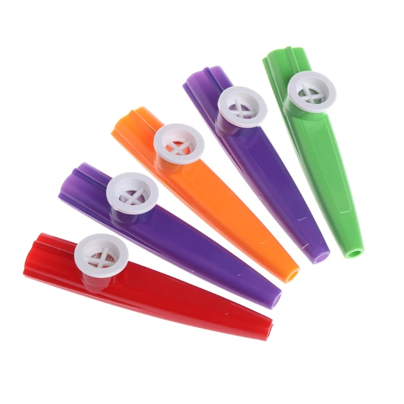 5pcs Mixed Color Orff Plastic Kazoo Harmonica Mouth Flute Kids Party