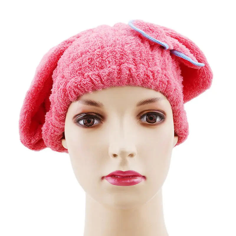 Elastic Band Bath Cap Spa Hat Bow-knot Turban Hair Drying Towel Microfiber Shower Bath Cap Cute Hair Protective Shower Hats