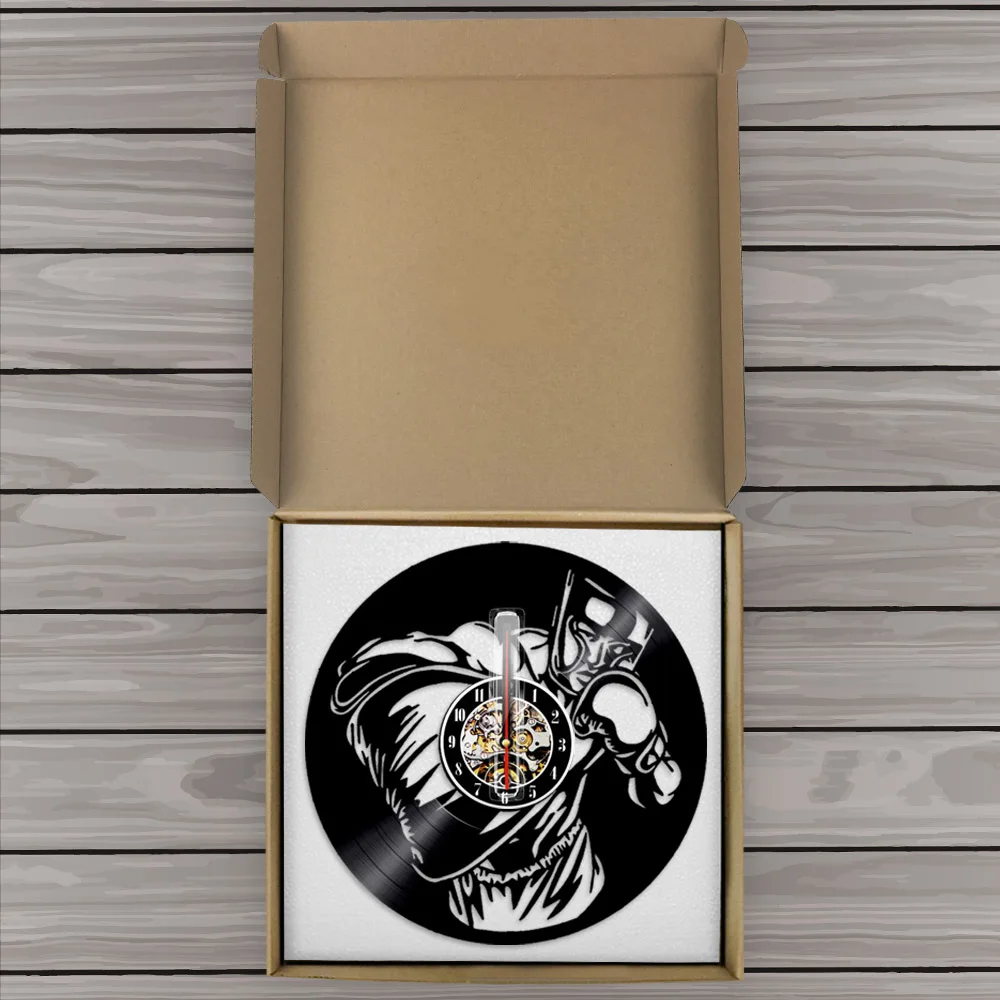 Бокс Виниловая пластинка настенные часы Спорт хобби Pugilist декоративные часы бокс винтажные часы боксеры настенные художественные боксерские подарки для влюбленных