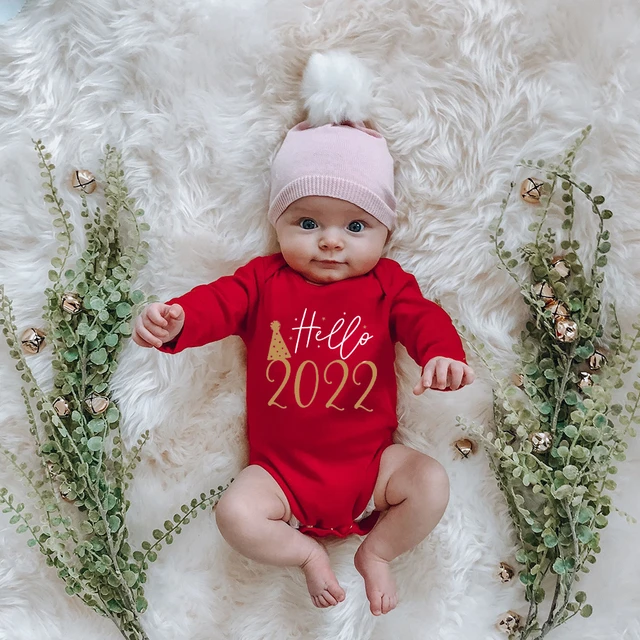 Hello 2022 Baby Newborn Cotton Bodysuits Boys Girls Casual