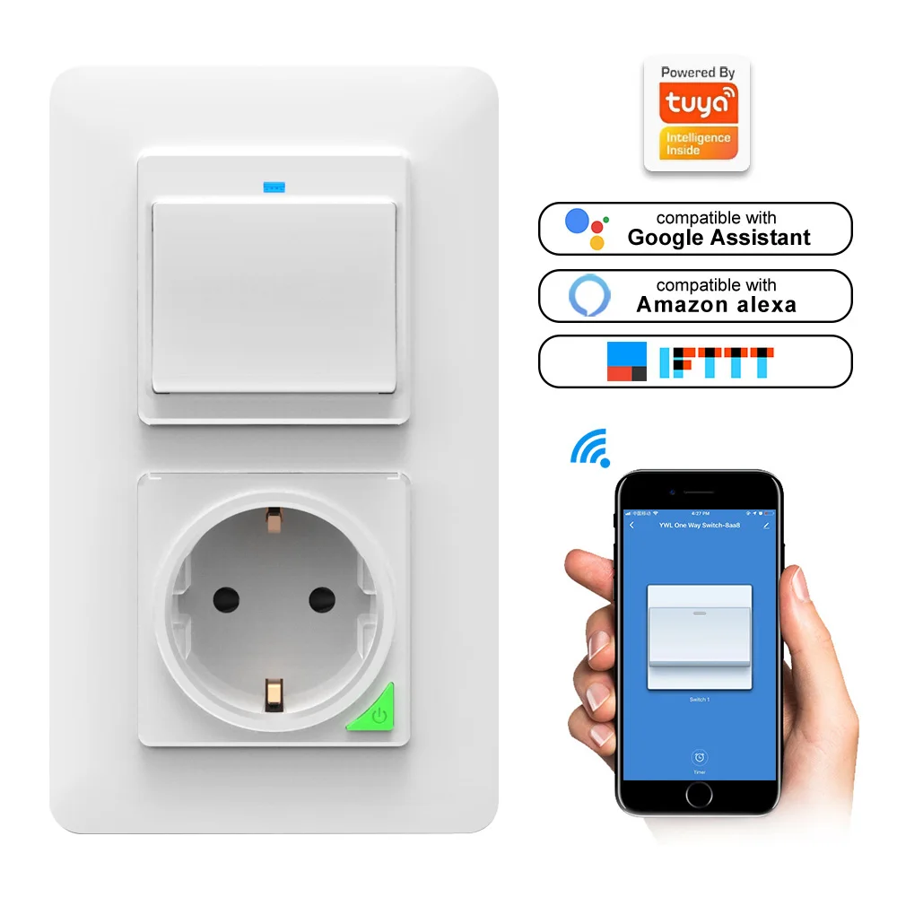 Настенная розетка Smart EU Wi-Fi настенная панель питания пульт дистанционного управления с кнопкой работы с Amazon Alexa Google Assistant