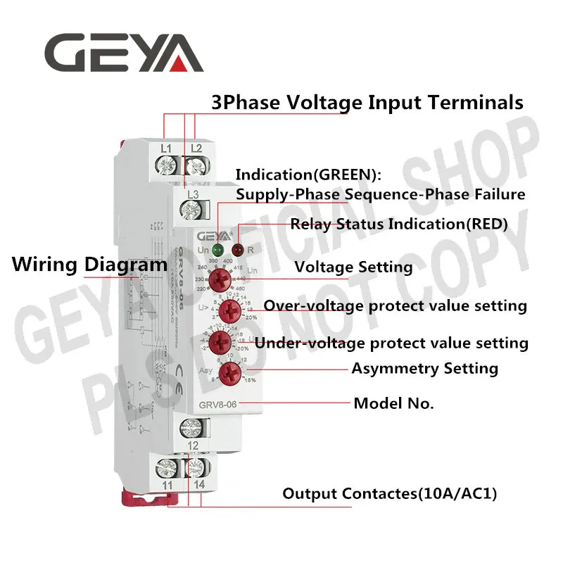 GEYA GRV8-06 3 обрыва фазы чередования фаз Напряжение реле контроля Напряжение обнаружения напряжения тока автомат защити цепи 460V