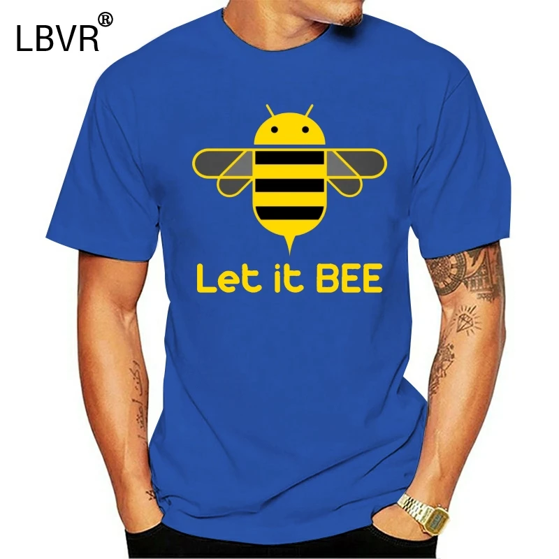 

2018 Let It Bee Letter Print Black Yellow Tee Shirts Cotton Top Clothing Men Cartoon Design Custom T-shirt Funny