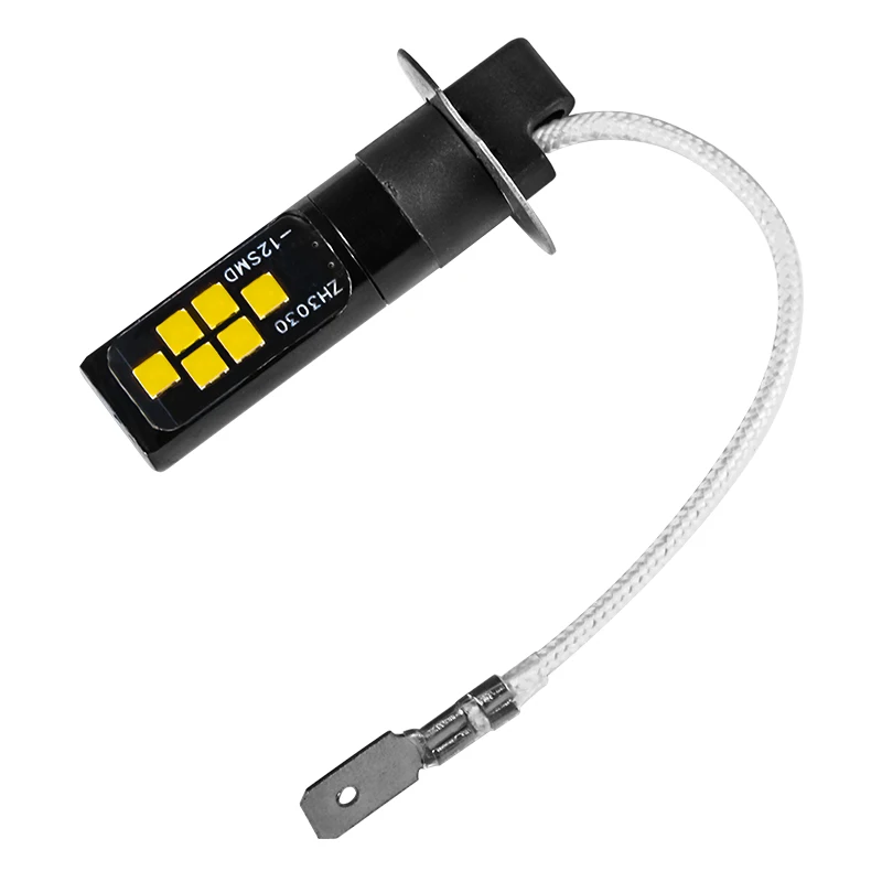 

2x 21W H3 Extremely Bright LED Fog Light Bulb 3030 12SMD Decoded LED fog lamp 1200LM 12V H3 flash fog lamp Headlight Bulbs