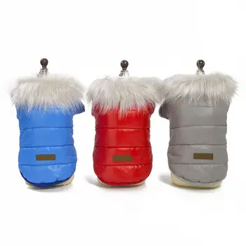 

Pet Dog Winter Coats Warm Puppy Cotton Apparel with Fur Collar Winter Glossy Surface Coats New arrive 2020