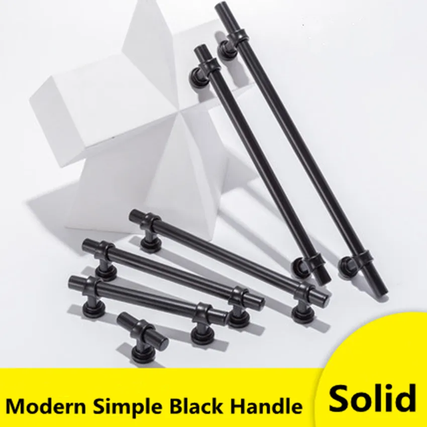 128 160 192 224 256 320mm modern simple black solid lengthen wardrobe kitchen cabinet door handle pearl gold drawer dresser knob |