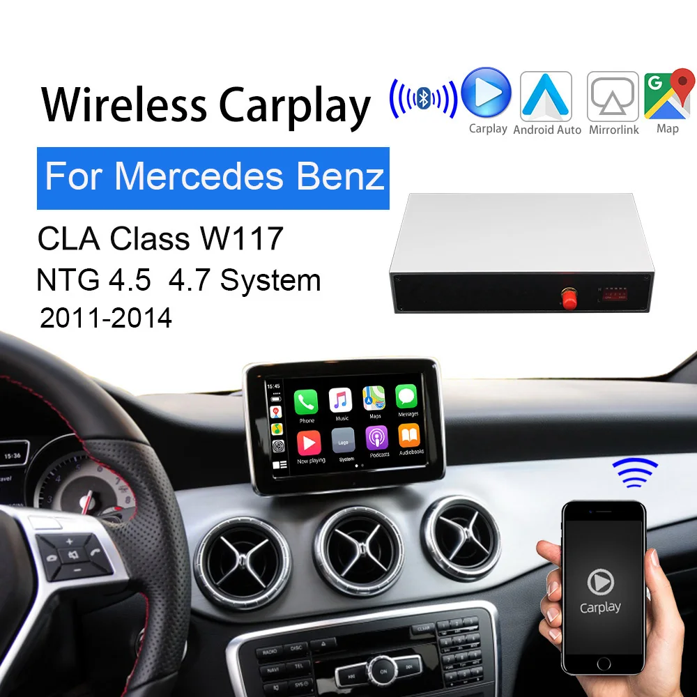 2-1 Wireless Apple carplay Mercedes CLA Class 2011-14 W117 Support Maps navigation usb interface multimedia touch screen Android Auto Smart Reverse